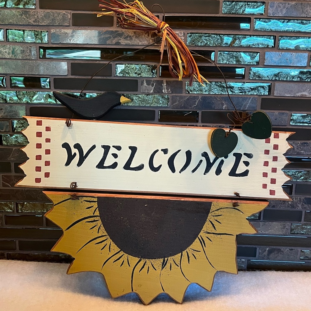 Rustic Sunflower Wooden Welcome Sign